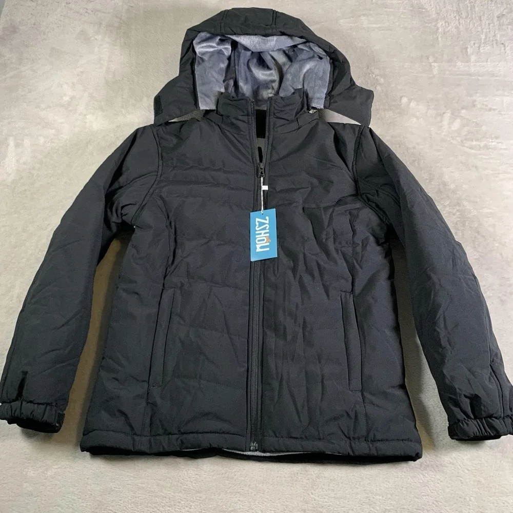 ZSHOW Jacket Youth 14-16 Black Hooded Zip Front Insulated Puffer Coat ZXC023 NEW